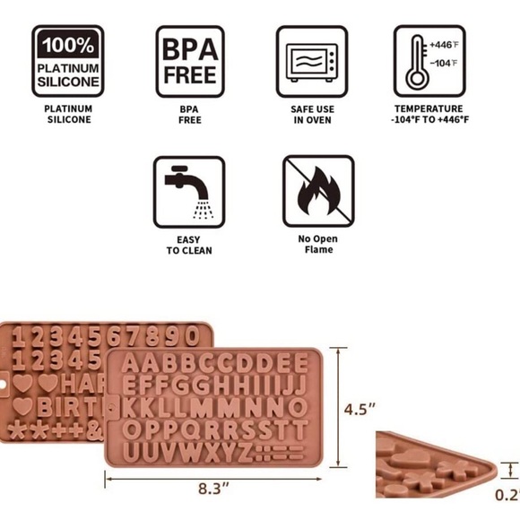 NIB Set of Food Grade Silicone Shape Molds with Spatula & Chocolate Squeeze Bags - Picture 12 of 12